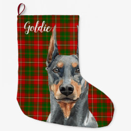 Wasserfarbe Doberman Pinscher Dog Personalisiert Großer Weihnachtsstrumpf