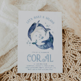 Wasserfarbe Dolphin Geburtstag Einladung