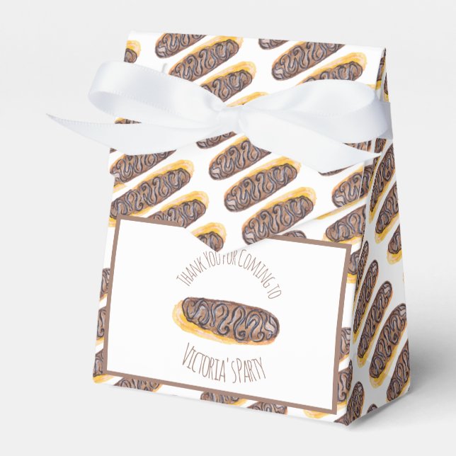 Wasserfarbe Donut Schokolade Hand Drawn Eclair Geschenkschachtel (Vorderseite)