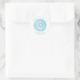 Wasserfarbe Donut Streusel Handgezeichnet Blau Runder Aufkleber