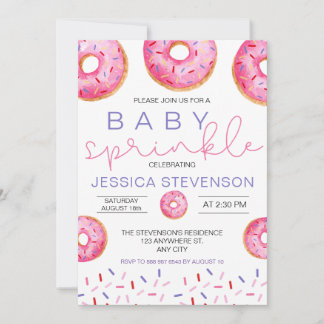 Wasserfarbe Donuts Mädchen Baby Sprinkle Dusche Einladung