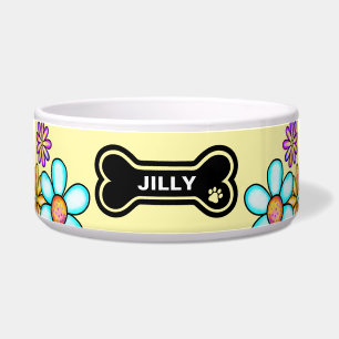 Wasserfarbe Doodle Blume Personalisierter Hund Napf