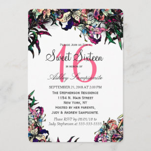 Wasserfarbe Dragon Lilies Sweet 16 Einladungen