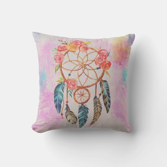 Wasserfarbe Dreamcatcher Kissen (Vorderseite)