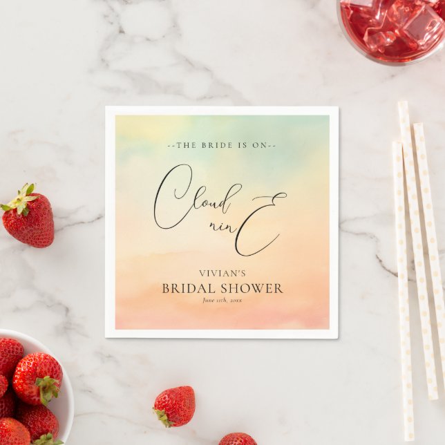 Wasserfarbe Dreamy Sonnenuntergang Cloud 9 Brautpa Serviette (Beispiel)