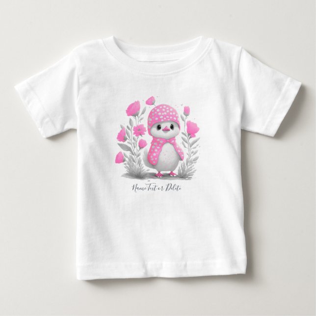 Wasserfarbe Dusche Pink Floral Baby T - Shirt (Vorderseite)
