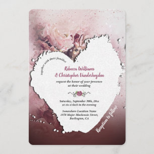 Wasserfarbe Dusty Rose Romantische Boho Hochzeit Einladung