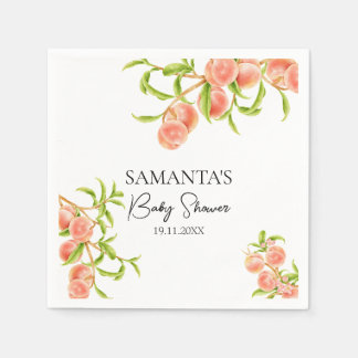 Wasserfarbe Eine süße kleine Pfirsichdusche Serviette