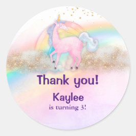 Wasserfarbe Einhorn Holographisch Runder Aufkleber