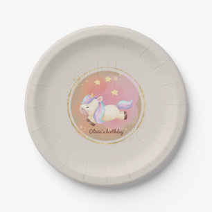 Wasserfarbe Einhorn Regenbogen Party Pappteller
