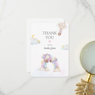 Wasserfarbe Einhorn und Regenbogen Babydusche Dank Dankeskarte