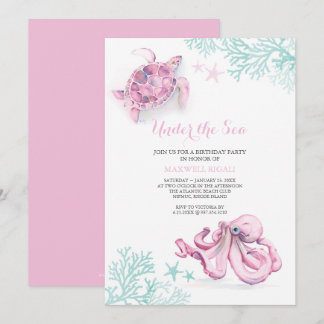 Wasserfarbe Einladung zum Geburtstag unter dem Mee