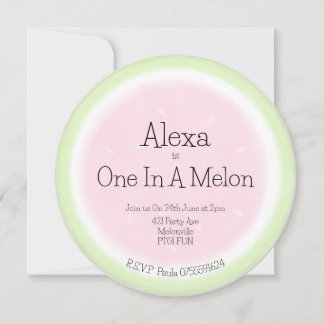 Wasserfarbe eins im Melon Wassermelone 1. Geburtst Einladung