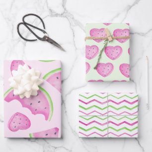 Wasserfarbe eins in melonrosa Sommer Geschenkpapier Set