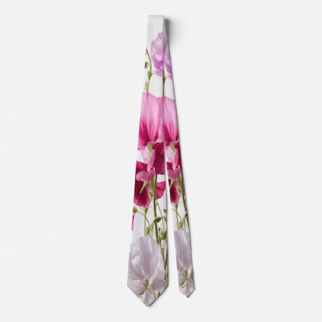 Wasserfarbe Einzigartig Luxus Rosa Blume drucken Krawatte (Vorderseite)
