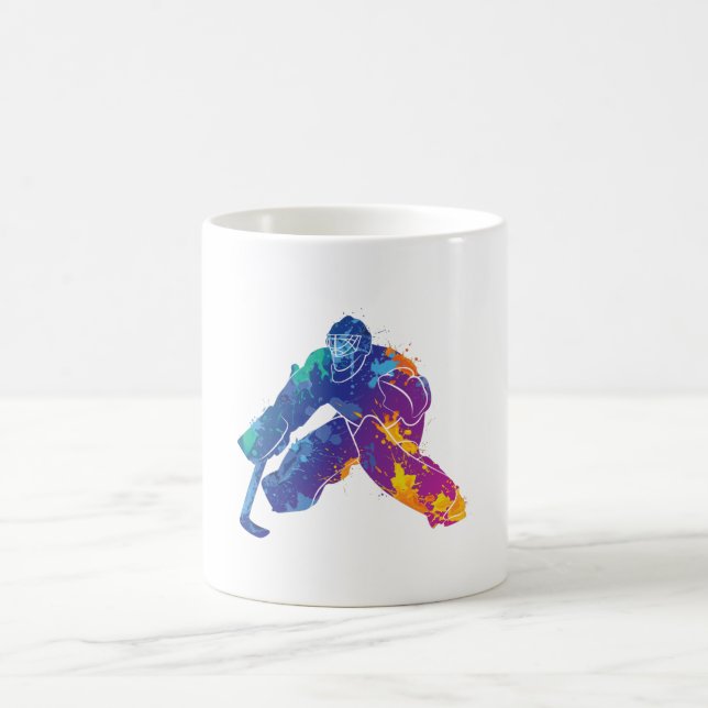 Wasserfarbe Eishockey Goalie Kaffeetasse (Mittel)