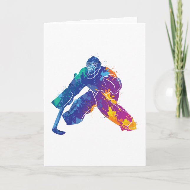 Wasserfarbe Eishockey Goalie Karte (Vorderseite)