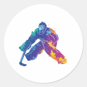 Wasserfarbe Eishockey Goalie Runder Aufkleber
