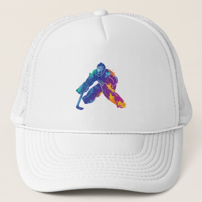 Wasserfarbe Eishockey Goalie Truckerkappe (Vorderseite)