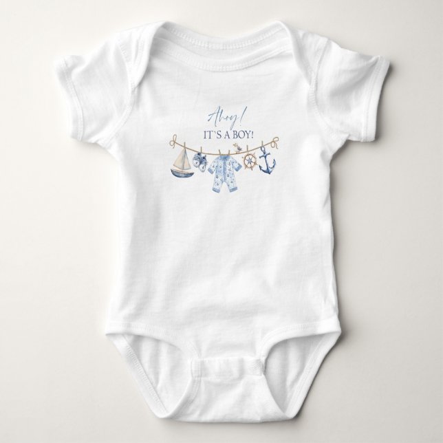 Wasserfarbe Elegant Ahoy es ist eine Baby-Dusche Baby Strampler (Vorderseite)