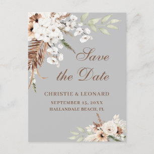 Wasserfarbe Elegant Boho Hochzeit Speichern Sie da Postkarte