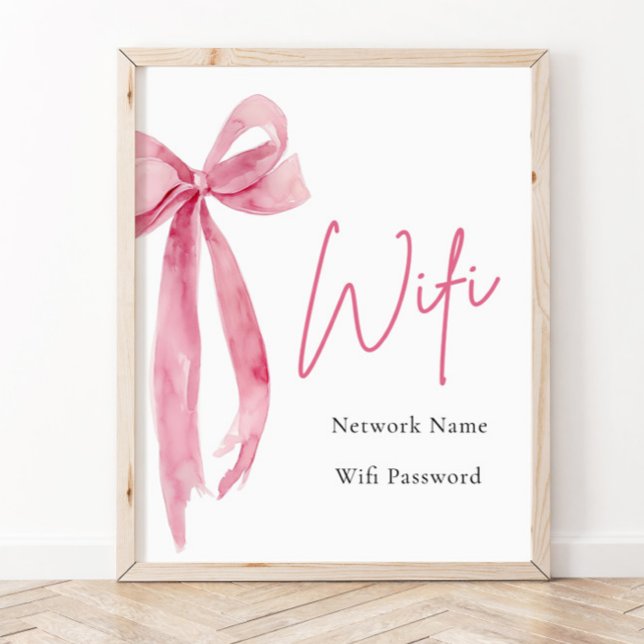 Wasserfarbe Elegant Modernes Rosa Rosa Bow Wifi-Ze Poster (Von Creator hochgeladen)