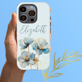 Wasserfarbe Elegante Blauen Pfeffer iPhone 16 Pro Hülle