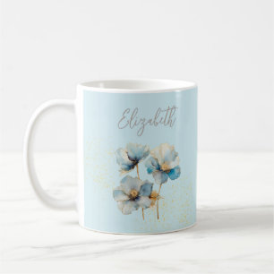 Wasserfarbe Elegante Blauen Pfeffer Kaffeetasse