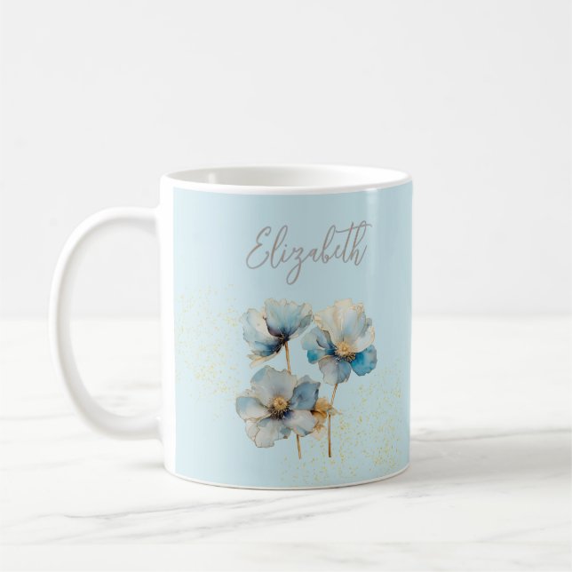 Wasserfarbe Elegante Blauen Pfeffer Kaffeetasse (Links)