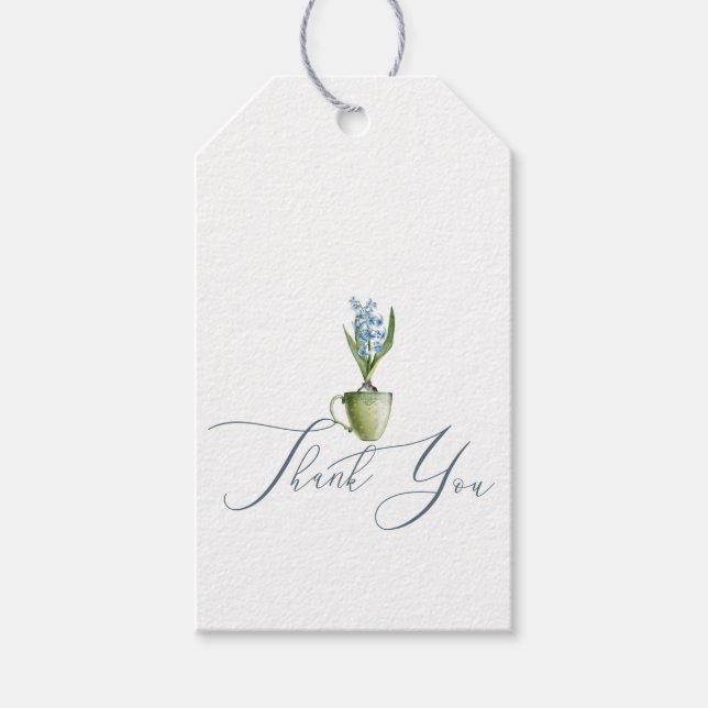Wasserfarbe Elegante Blumenhochzeit Vielen Dank Geschenkanhänger (Vorderseite)