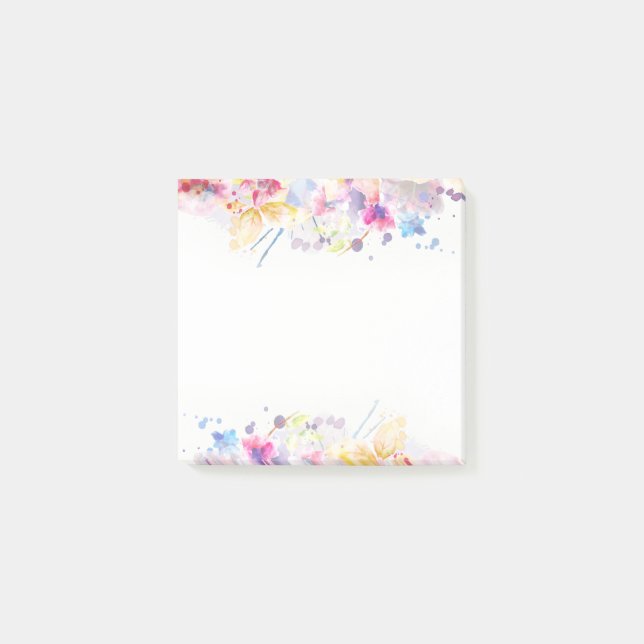 Wasserfarbe Elegante Blumenpastel Post-it Klebezettel (Vorderseite)
