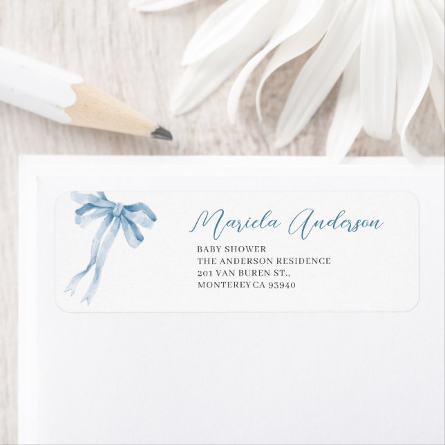 Wasserfarbe Elegante Bow Ribbon Babydusche (Insitu)