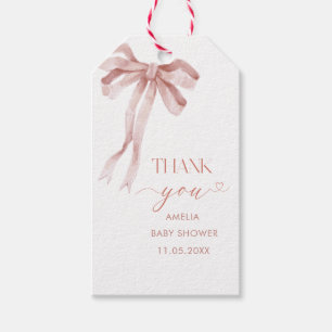 Wasserfarbe Elegante Bow Ribbon Babydusche Geschenkanhänger