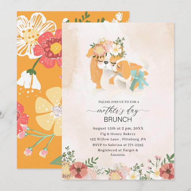Wasserfarbe Elegante Mutter ist Brunch Baby Showe Einladung (Vorne/Hinten)
