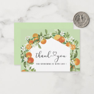 Wasserfarbe Elegante Orange Citrus Babydusche Dank Mitteilungskarte