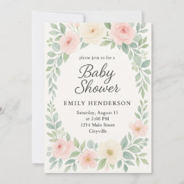 Wasserfarbe Elegante Pastel Floral Baby Dusche Einladung