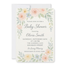 Wasserfarbe Elegante Pastel Floral Baby Dusche