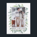 Wasserfarbe Elegante Pine Frame Couple Weihnachten Postkarte<br><div class="desc">Eleganter Kiefernrahmen Merry Christmas Couple Foto Holiday Greenery Postcard</div>