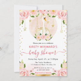 Wasserfarbe Elegante Schwanendusche Einladung