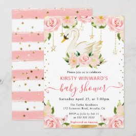 Wasserfarbe Elegante Schwanendusche Einladung