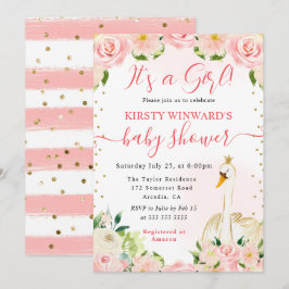 Wasserfarbe Elegante Schwanendusche Einladung