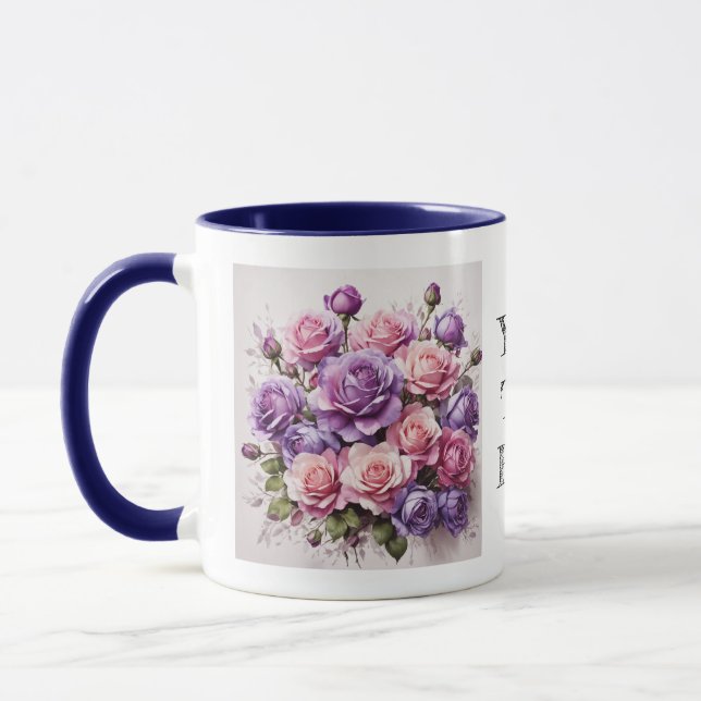 Wasserfarbe Elegante Violet Lila Rose Blume Tasse (Links)