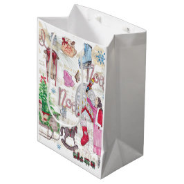 Wasserfarbe Elegante Weihnachtsmärchen Mittlere Geschenktüte
