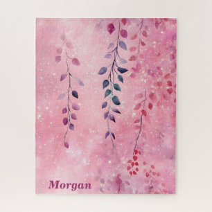 Wasserfarbe Elegante Weinberge mit rosa Hintergrun