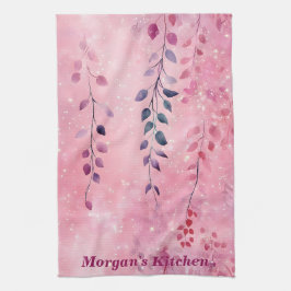 Wasserfarbe Elegante Weinberge mit rosa Hintergrun Geschirrtuch