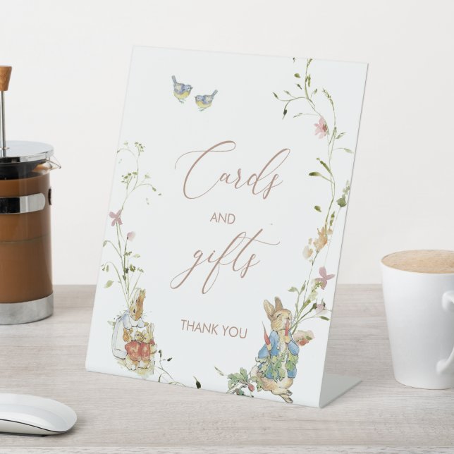 Wasserfarbe Elegante Wildblume Peter Rabbit Baby Sockelschild (In SItu)