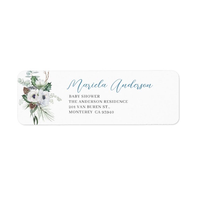 Wasserfarbe Elegante Winter Anemones Blume Baby sh (Vorne)