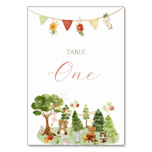 Wasserfarbe Elegante Woodland Party Tischnummer
