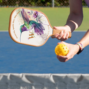 Wasserfarbe Eleganter Hummingbird mit Individuelle Pickleball Schläger
