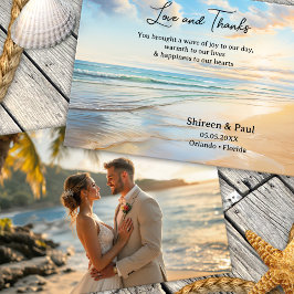 Wasserfarbe Elegantes Foto Hochzeiten am Strand Dankeskarte